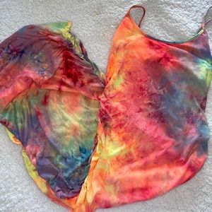 Tie-dyed body con dress, ankle length